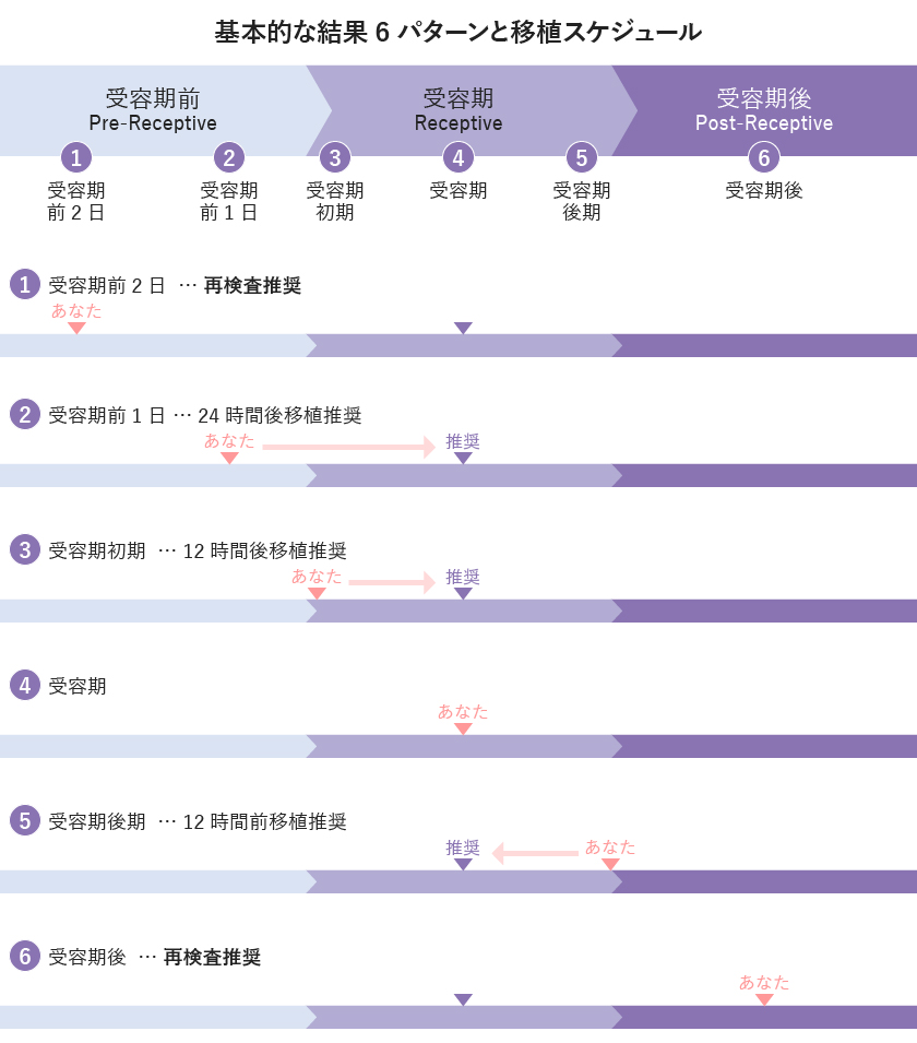 基本的な結果6パターンと移植スケジュール図